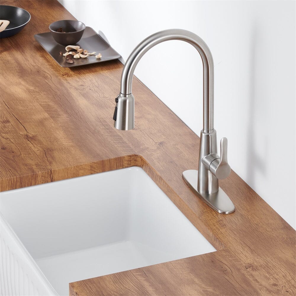 Giving Tree Kitchen Sink Faucet with Pull Out Sprayer Brushed Nickel - Image 9