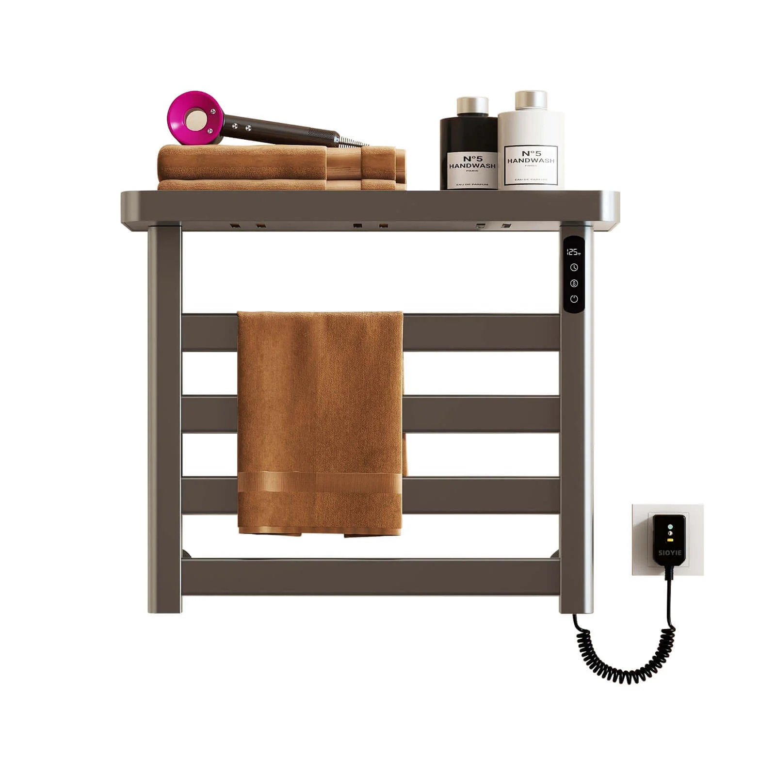 Gray Plug-In Heated Towel Rack - Image 10