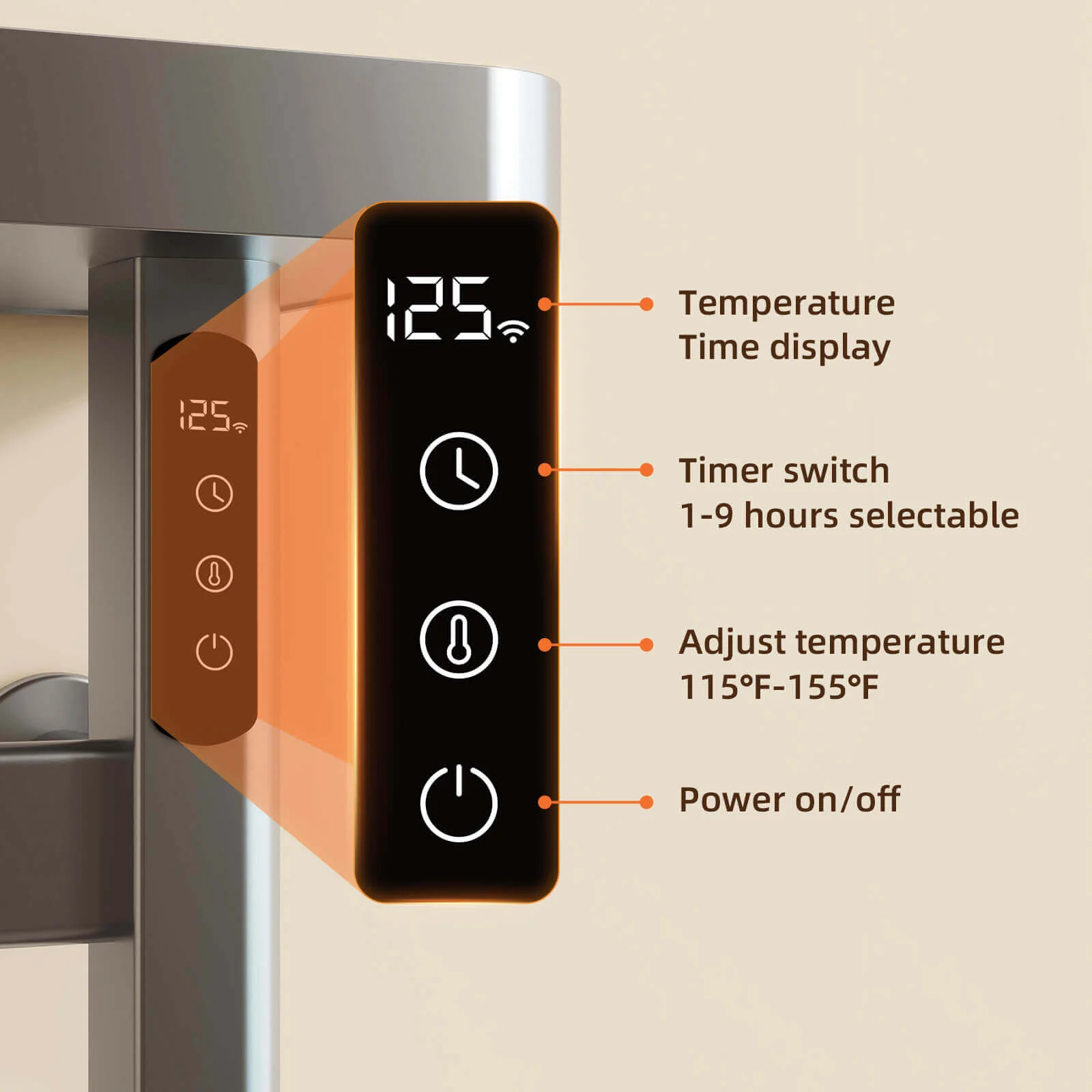 Gray Plug-In Heated Towel Rack - Image 8