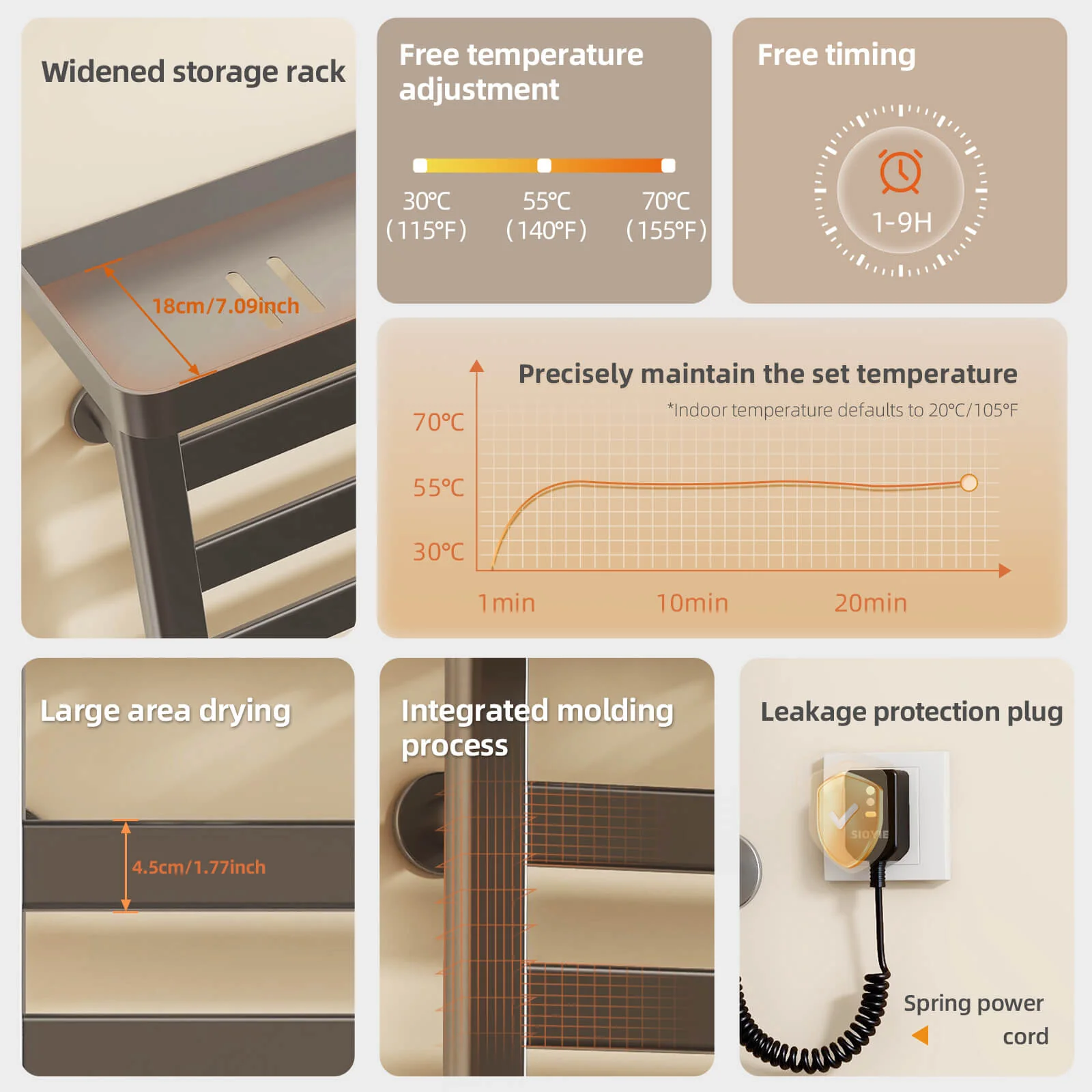 Gray Plug-In Heated Towel Rack - Image 9
