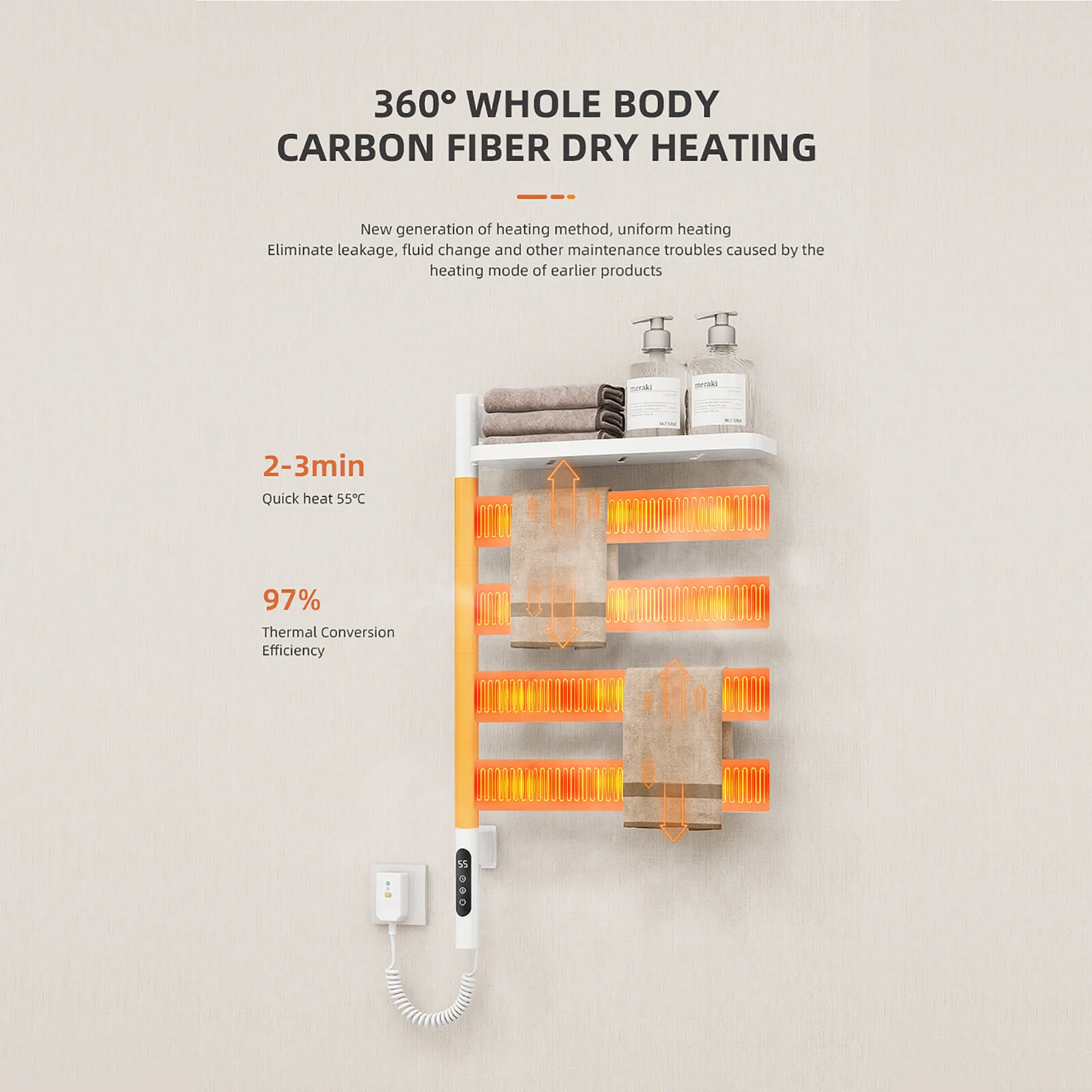 Gray Smart Towel Warmer with Timer Function - Image 14