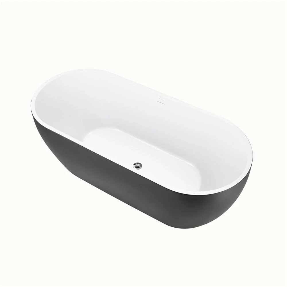 Mokleba 65'' Acrylic Oval Freestanding Soaking Bathtub with Drain - Image 15