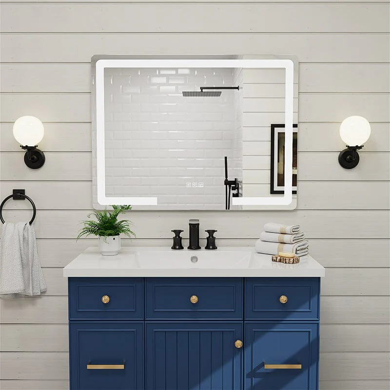LED Light Bathroom Mirror Rounded Rectangle Frameless Anti Fog - Image 4