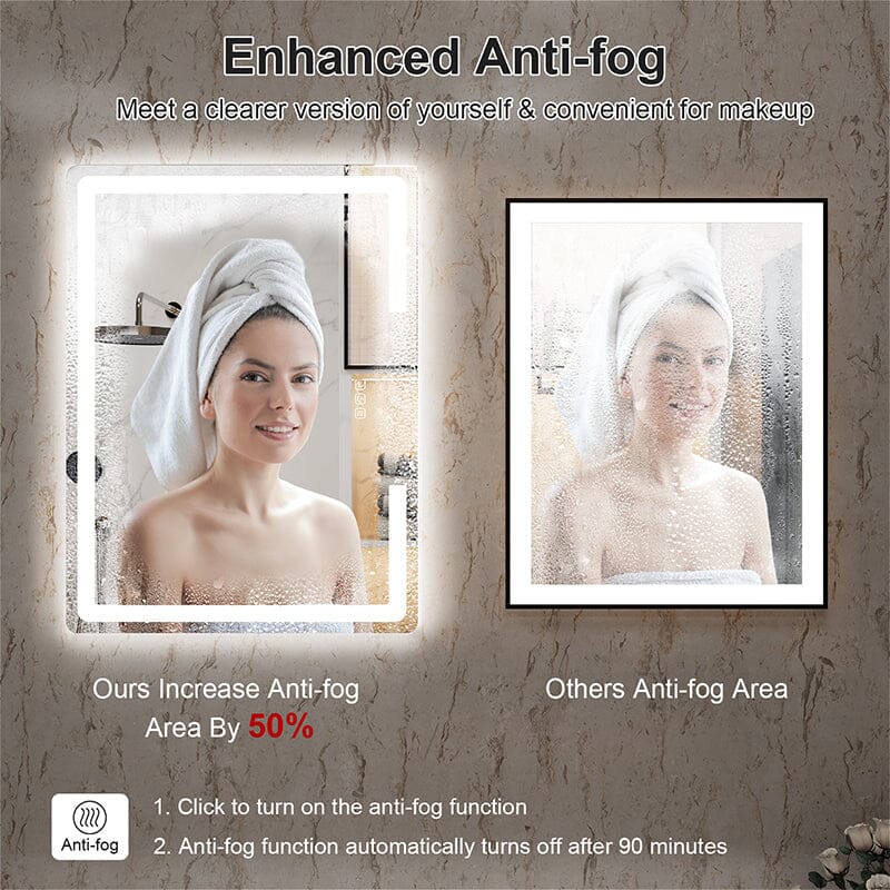LED Light Bathroom Mirror Rounded Rectangle Frameless Anti Fog - Image 9