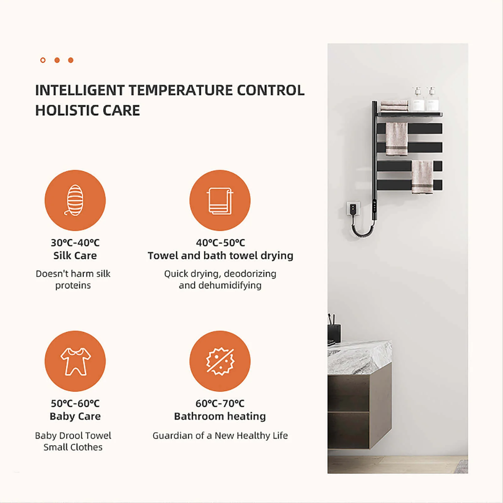 Matte Black Smart Towel Warmer with Timer Function - Image 12