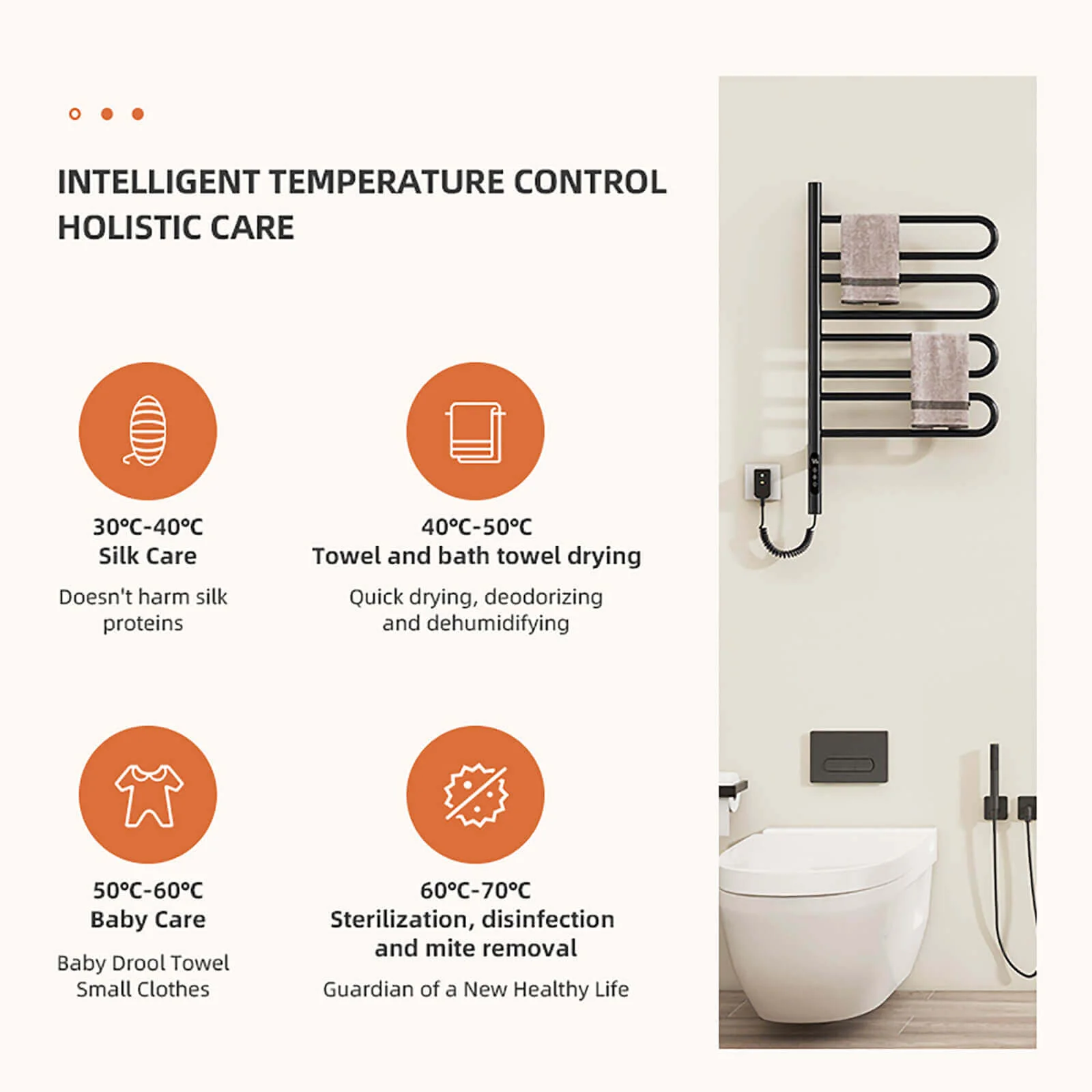 Modern Gray Wall Mounted Bathroom Towel Warmer - Image 8