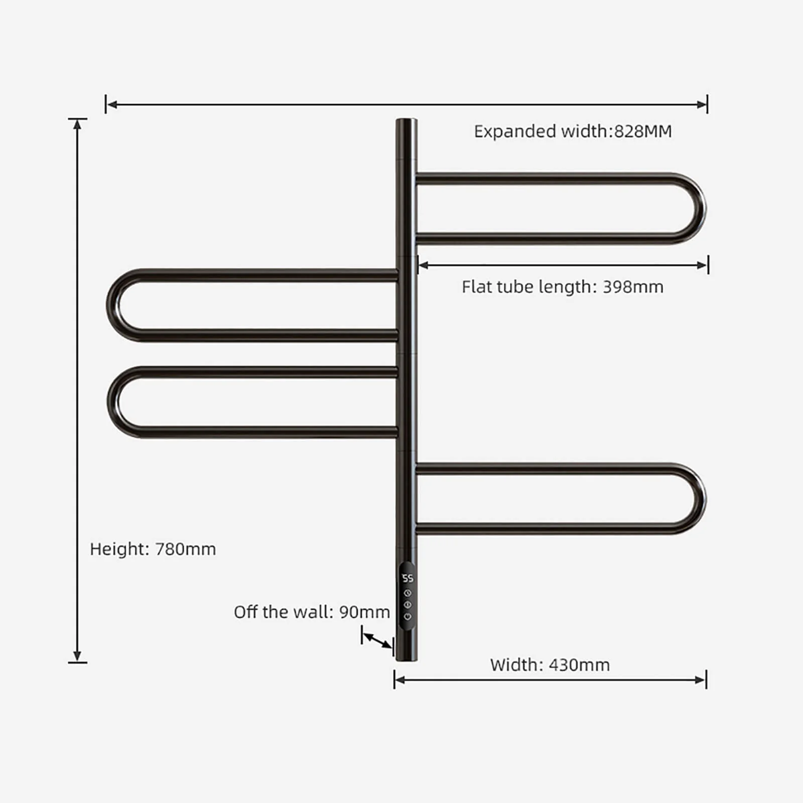 Modern Matte Black Wall Mounted Bathroom Towel Warmer - Image 16