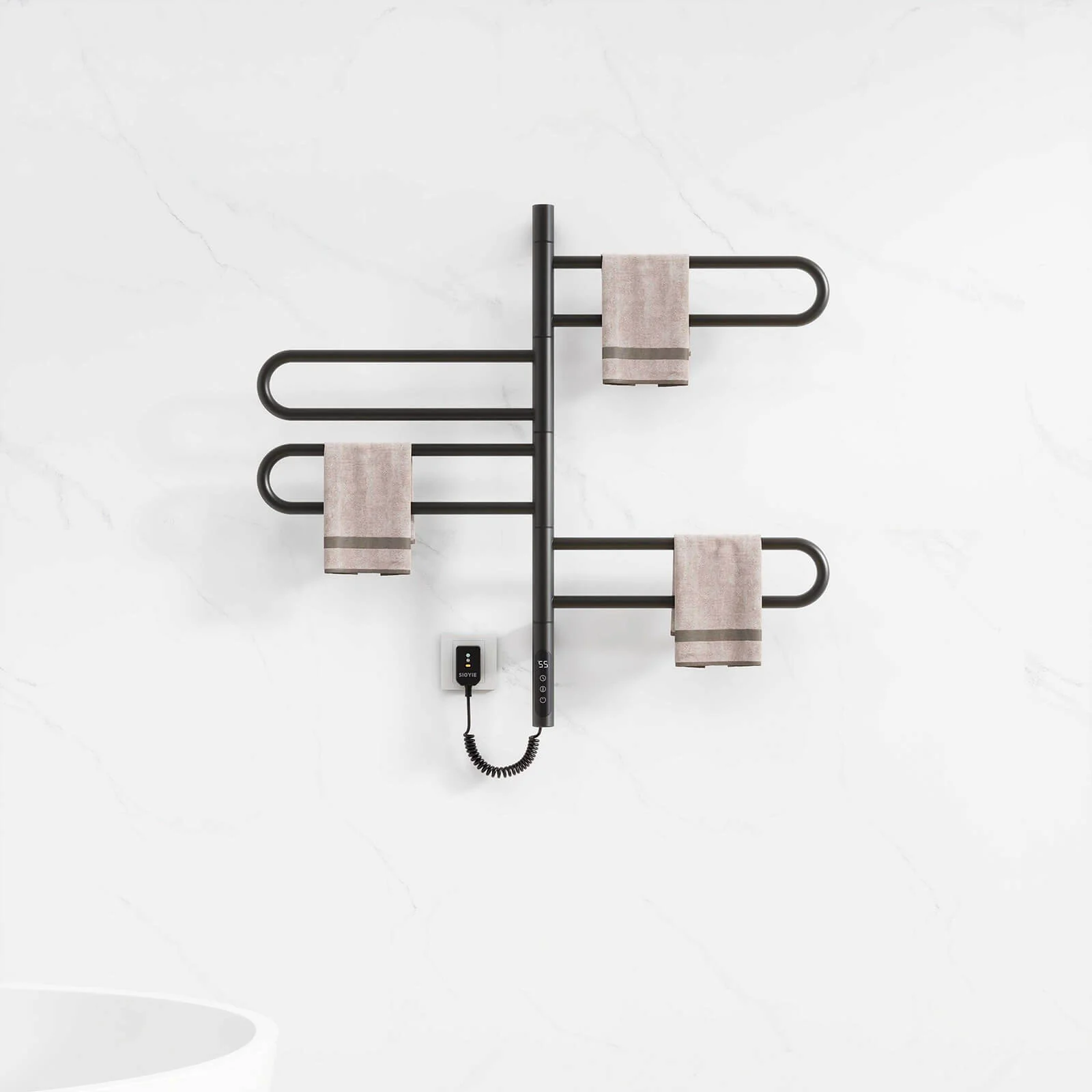 Modern Matte Black Wall Mounted Bathroom Towel Warmer - Image 6