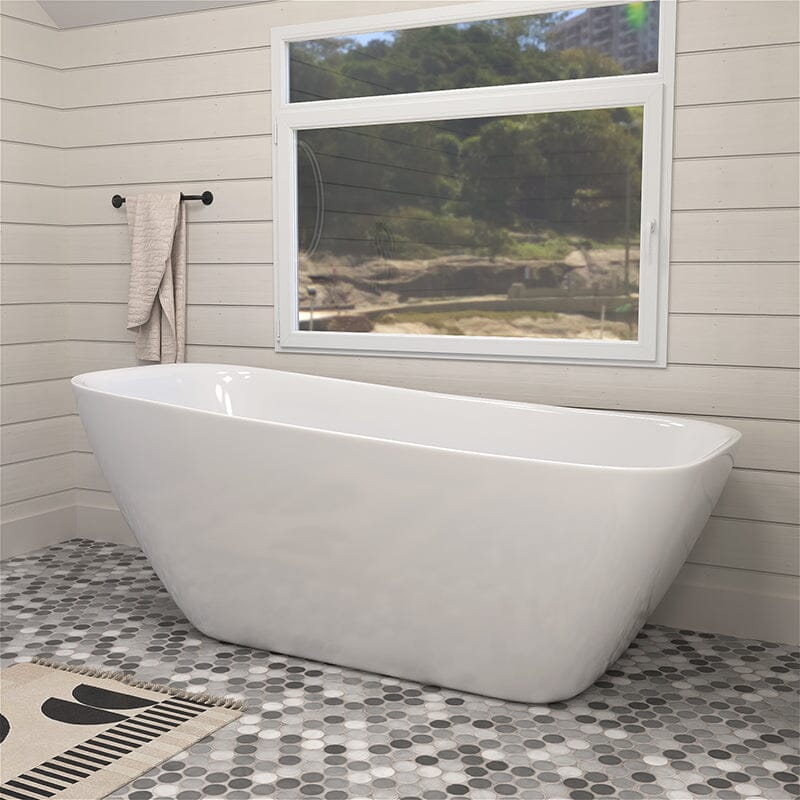 Mokleba 59" Acrylic Single Slipper Tub Freestanding Soaking Bathtub - Image 4