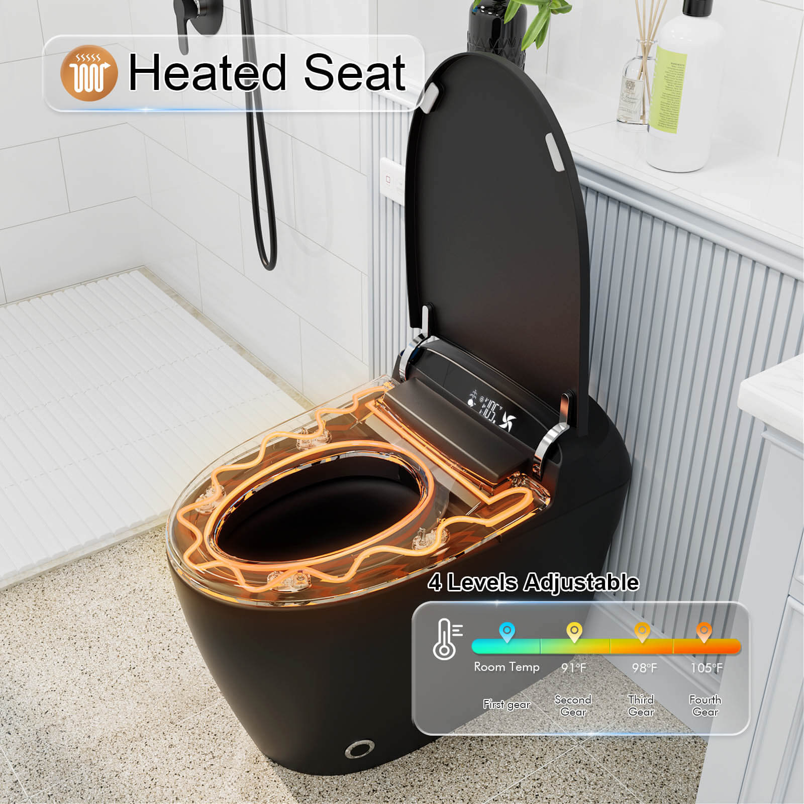 Giving Tree One-Piece Elongated Floor Smart Toilet with Bidet, Adjustable Mobile Drying - Image 10