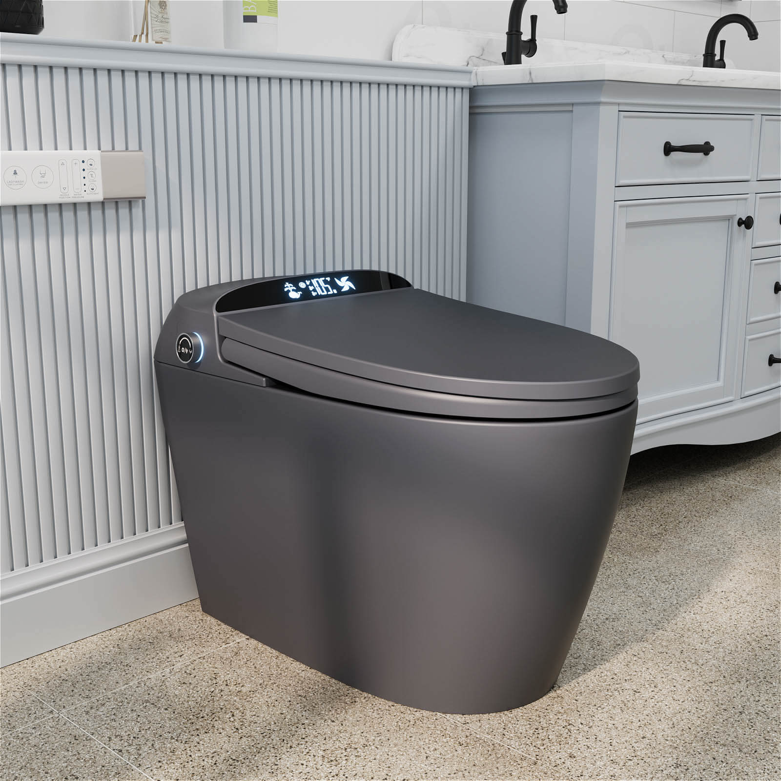 Giving Tree One-Piece Elongated Floor Smart Toilet with Bidet, Adjustable Mobile Drying - Image 18