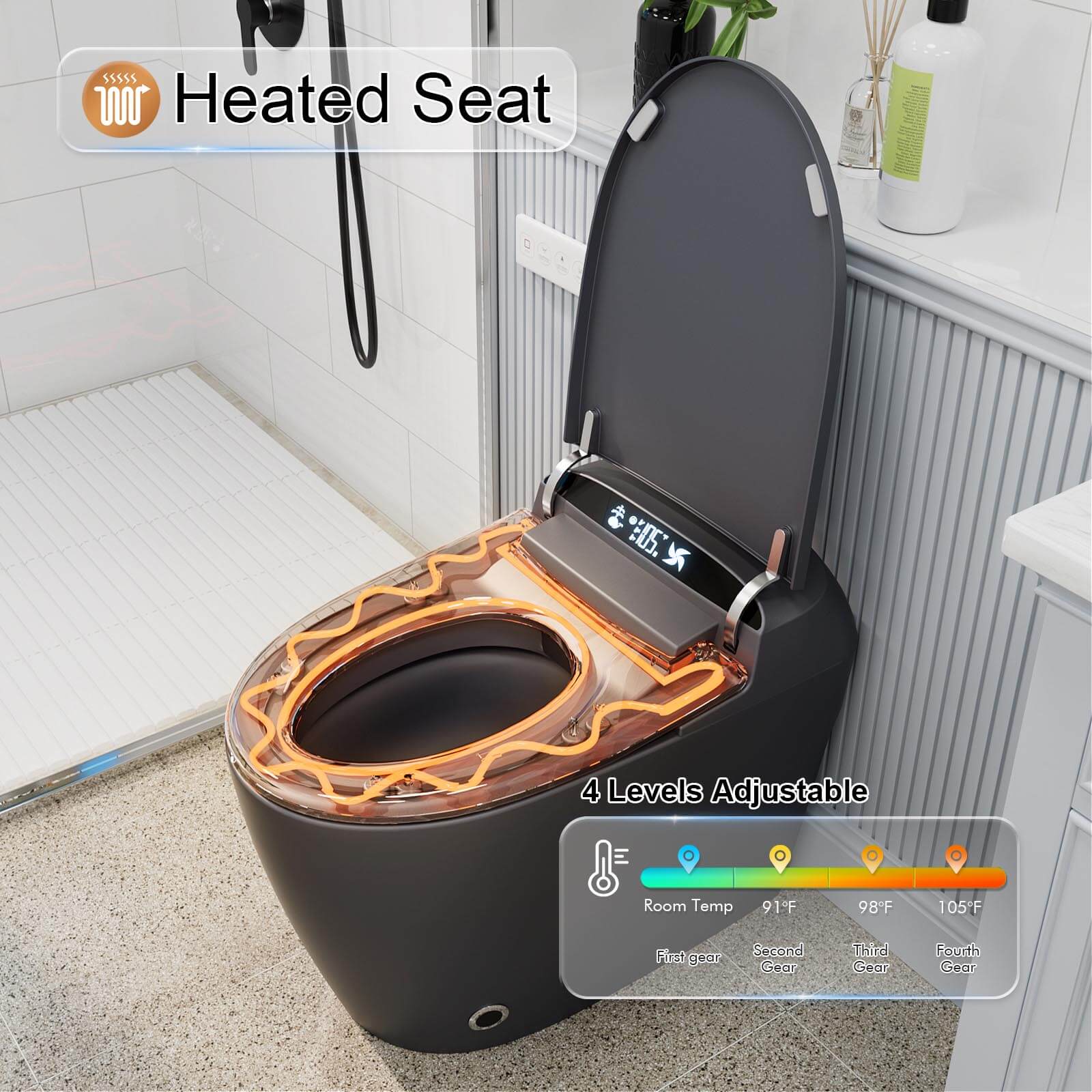 Giving Tree One-Piece Elongated Floor Smart Toilet with Bidet, Adjustable Mobile Drying - Image 25
