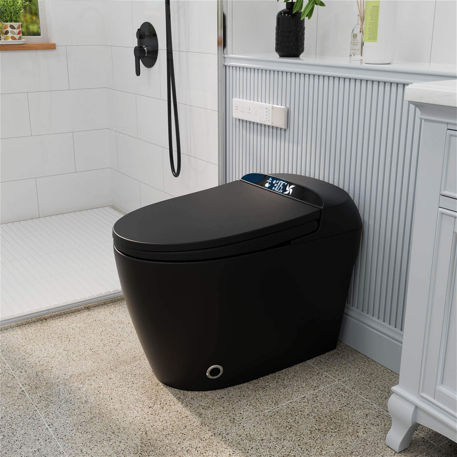 Giving Tree One-Piece Elongated Floor Smart Toilet with Bidet, Adjustable Mobile Drying - Image 3