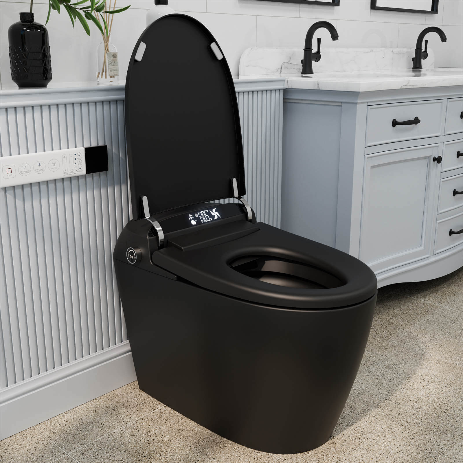 Giving Tree One-Piece Elongated Floor Smart Toilet with Bidet, Adjustable Mobile Drying - Image 4