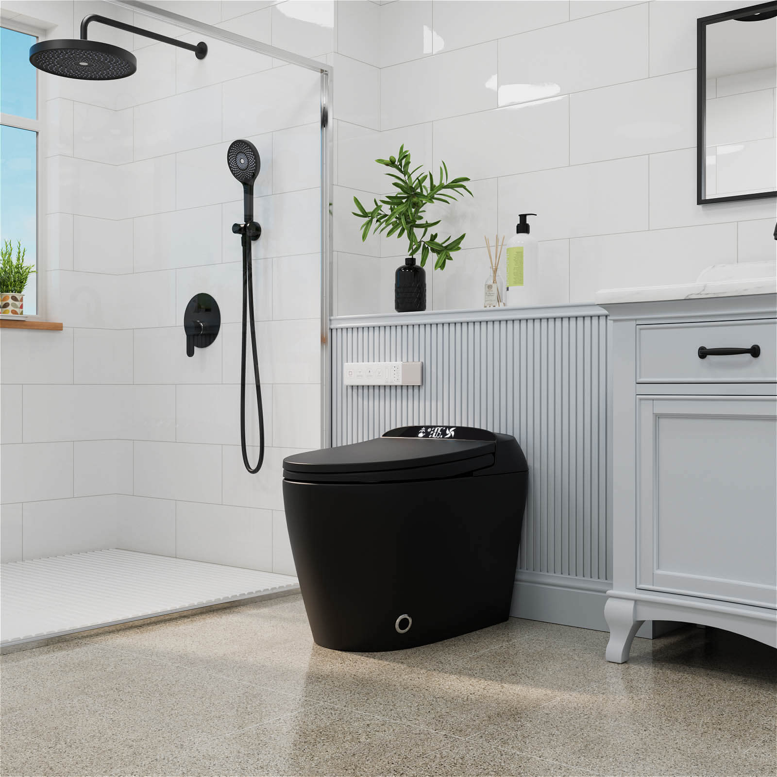 Giving Tree One-Piece Elongated Floor Smart Toilet with Bidet, Adjustable Mobile Drying - Image 6