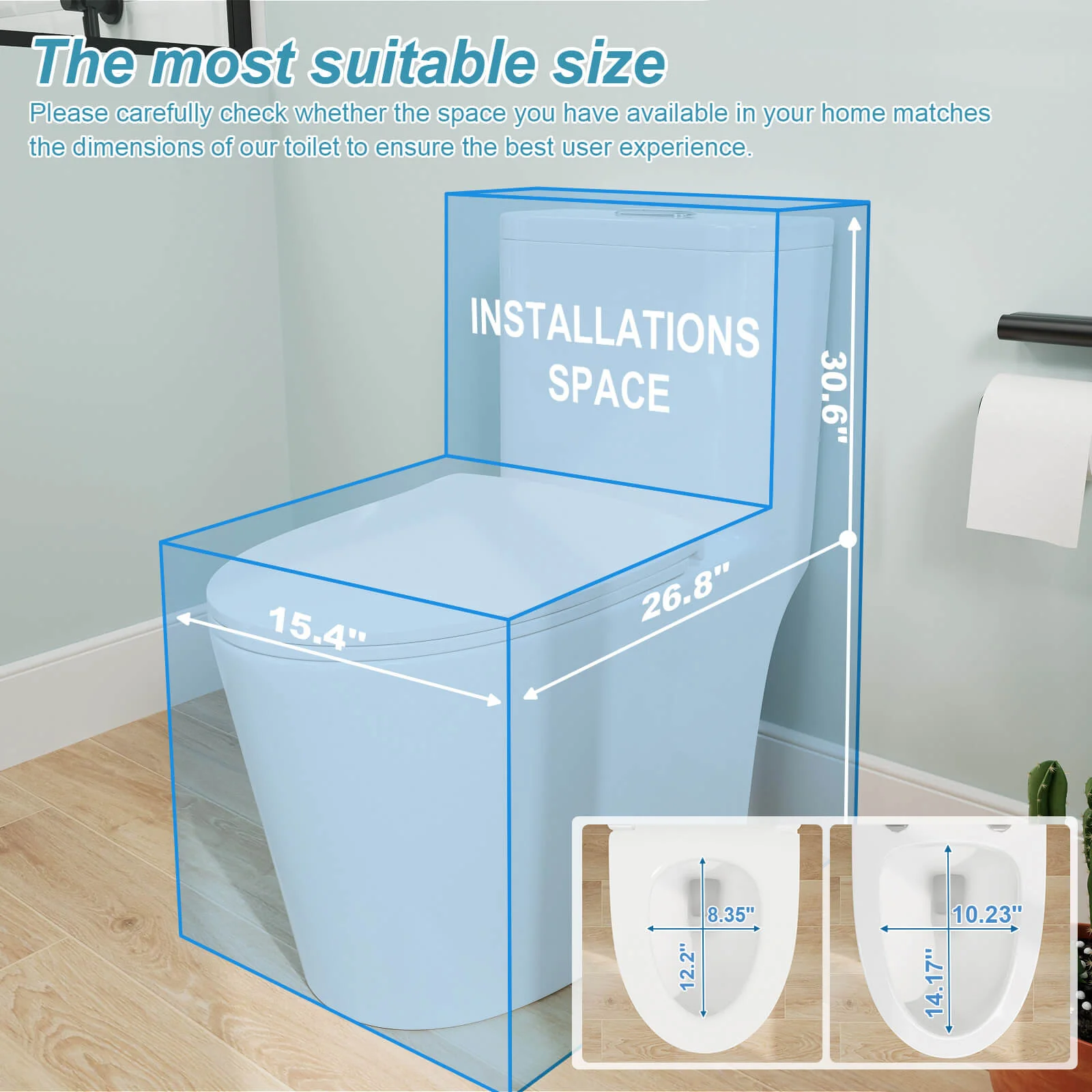 ADA Height One-Piece Toilet 1.1GPF/1.6 GPF Siphon Jet Dual Flushing with Toilet Seat - Image 12