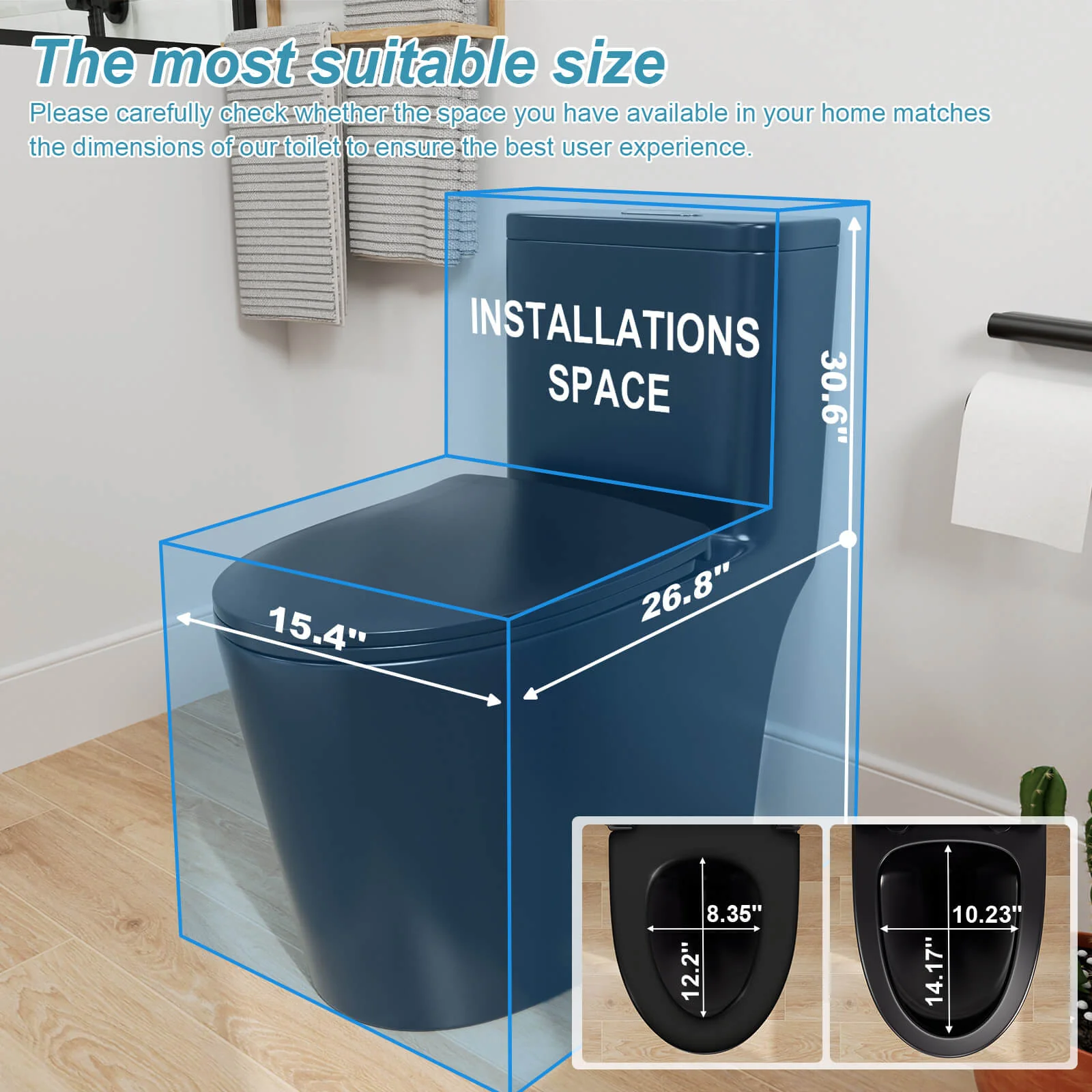 ADA Height One-Piece Toilet 1.1GPF/1.6 GPF Siphon Jet Dual Flushing with Toilet Seat - Image 29