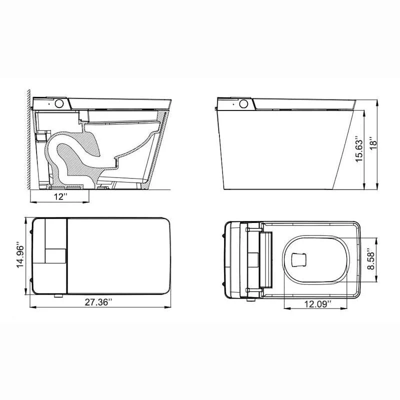 Giving Tree One-Piece Floor Mounted Square Smart Toilet with Remote Control and Automatic Cover - Image 15