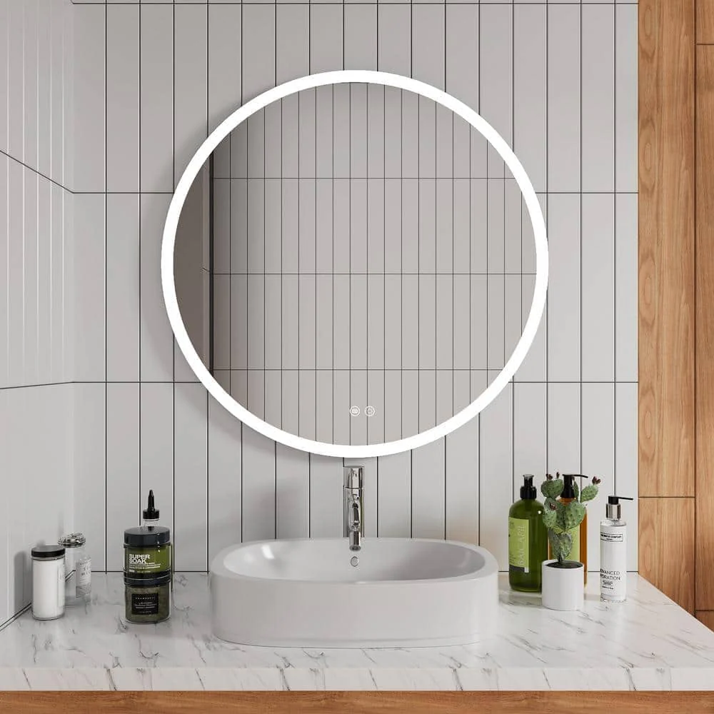 Giving Tree Round Frameless Bathroom Vanity Mirror with LED Light - Image 12
