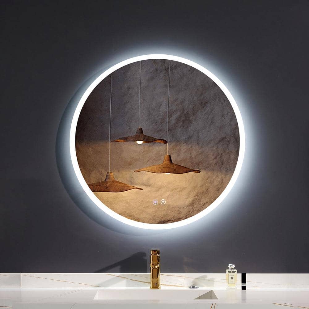 Giving Tree Round Frameless Bathroom Vanity Mirror with LED Light - Image 16