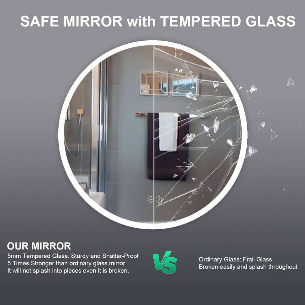 Giving Tree Round Frameless Bathroom Vanity Mirror with LED Light - Image 20