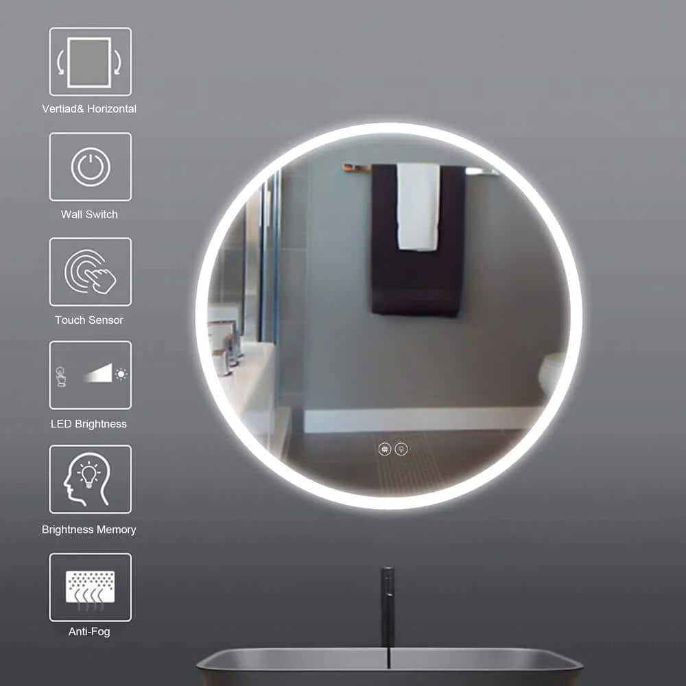 Giving Tree Round Frameless Bathroom Vanity Mirror with LED Light - Image 21