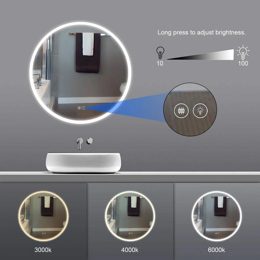 Giving Tree Round Frameless Bathroom Vanity Mirror with LED Light - Image 22