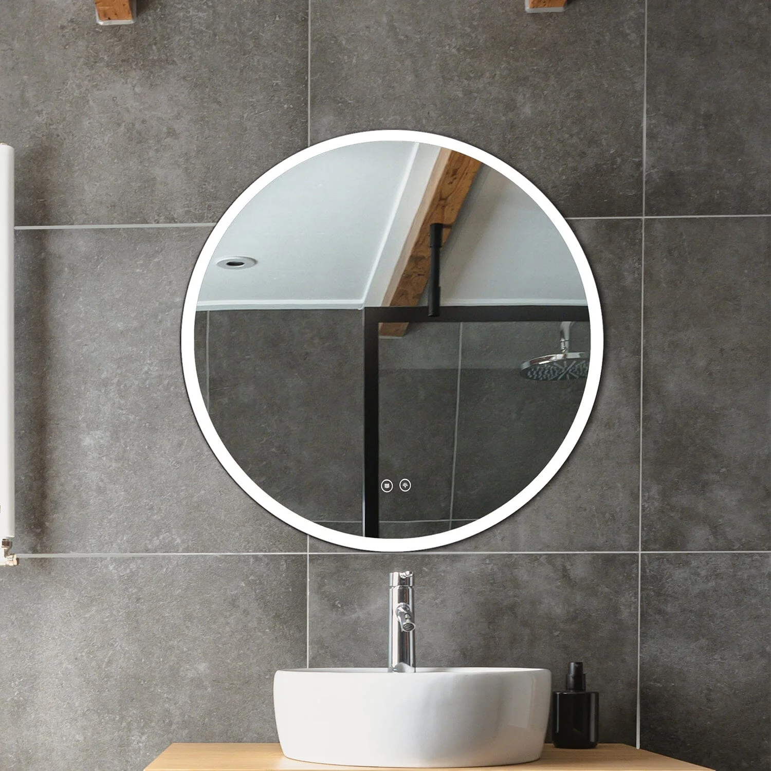 Giving Tree Round Frameless Bathroom Vanity Mirror with LED Light - Image 3
