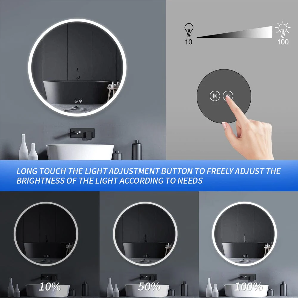 Giving Tree Round Frameless Bathroom Vanity Mirror with LED Light - Image 6