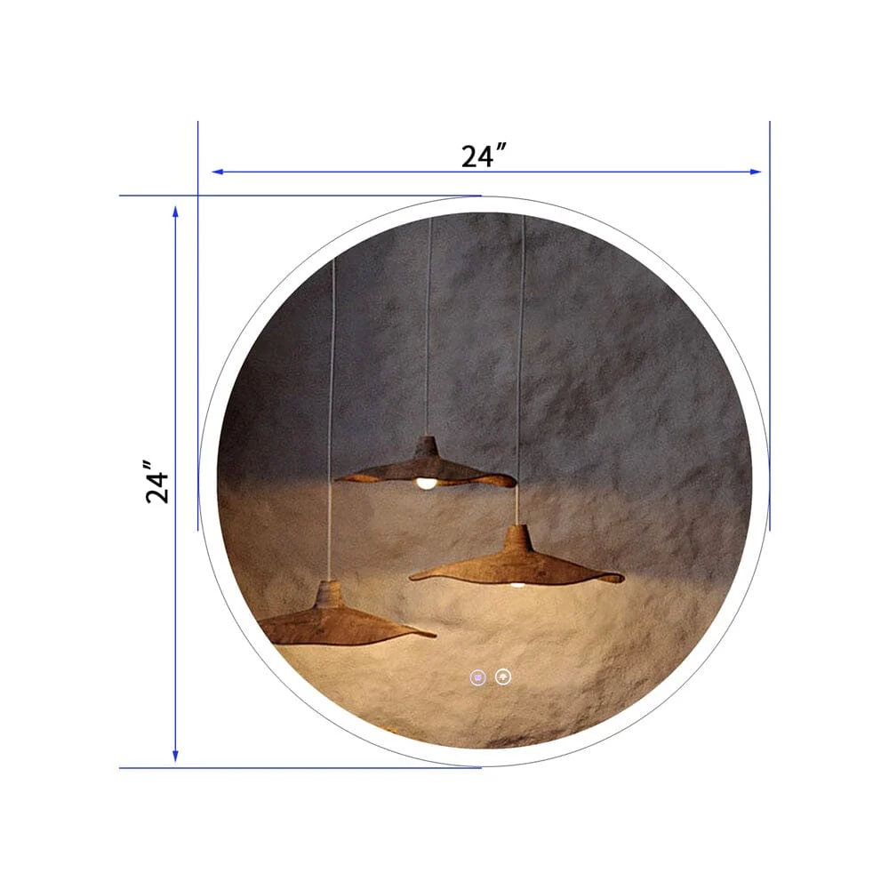 Giving Tree Round Frameless Bathroom Vanity Mirror with LED Light - Image 9