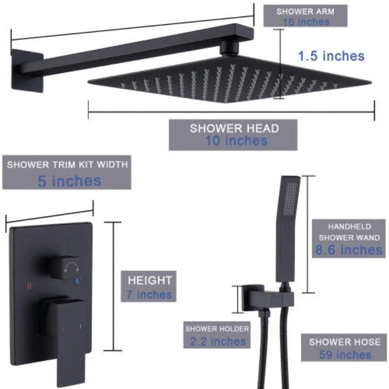 Giving Tree Shower Faucet Sets Wall Mounted with 10" Rainfall Shower Head and Handheld - Image 12