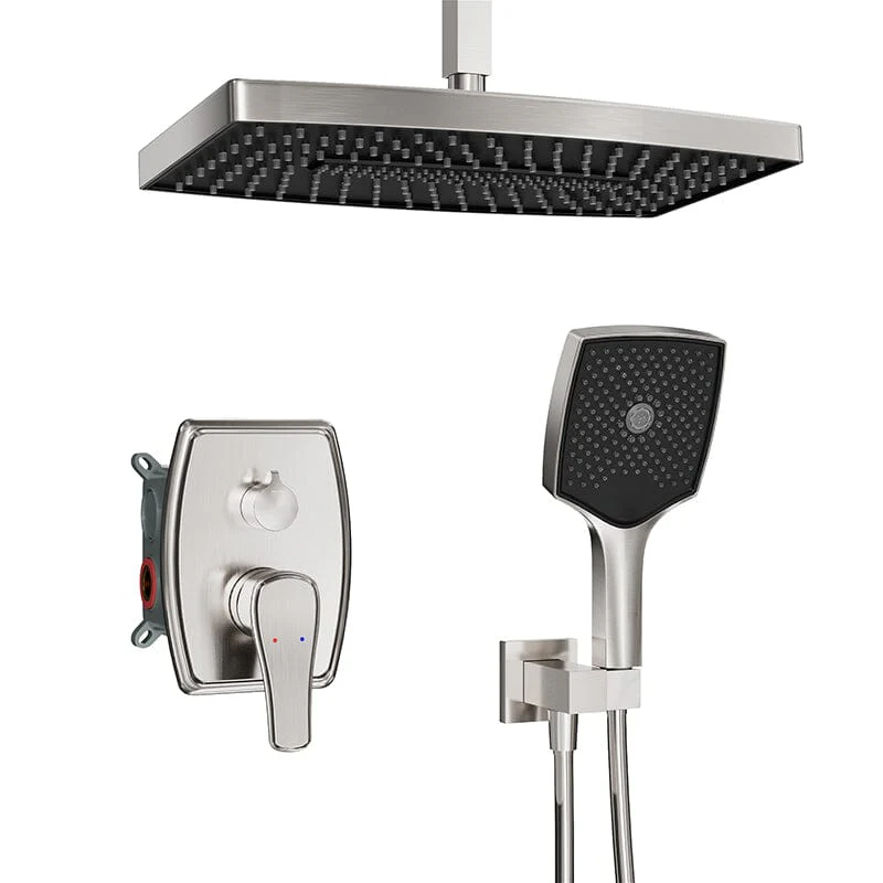 Shower Set 14" Rectangular Ceiling Shower Head with Hand Shower - Image 12