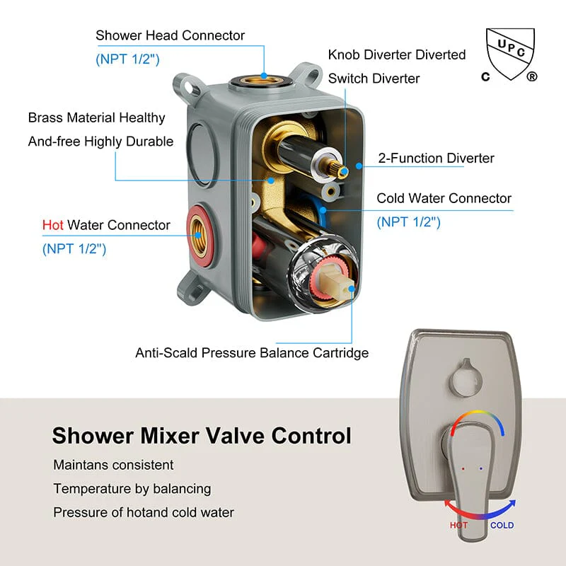 Shower Set 14" Rectangular Ceiling Shower Head with Hand Shower - Image 16