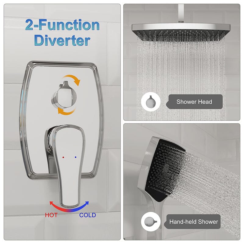 Shower Set 14" Rectangular Ceiling Shower Head with Hand Shower - Image 23