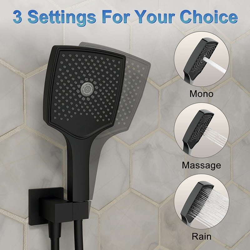 Shower Set 14" Rectangular Ceiling Shower Head with Hand Shower - Image 6