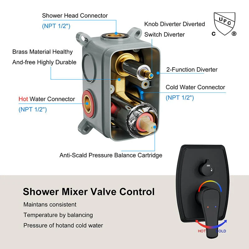 Shower Set 14" Rectangular Ceiling Shower Head with Hand Shower - Image 7