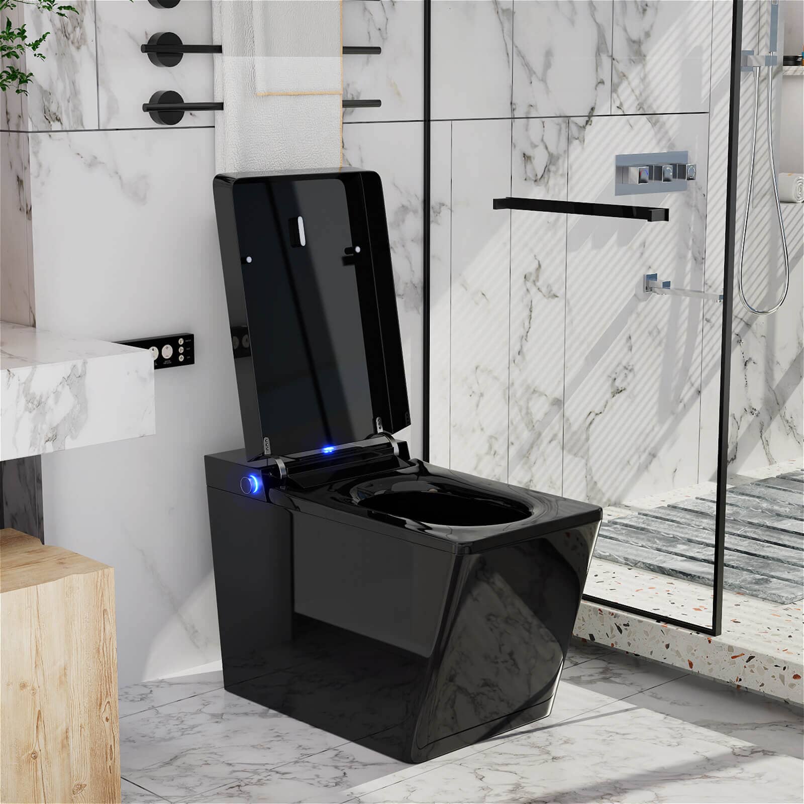 Giving Tree Smart Square One-Piece Floor Toilet with Remote Control and Automatic Cover - Image 45