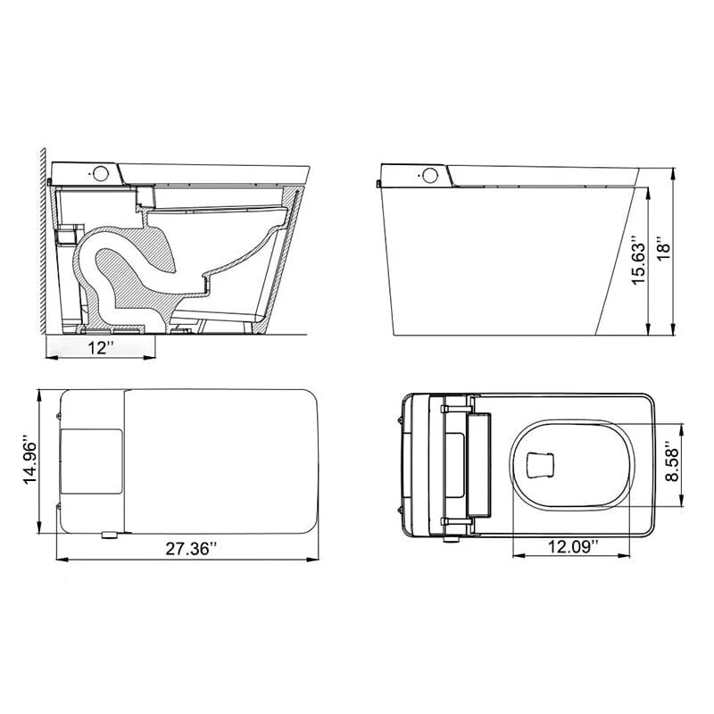 Giving Tree Smart Square One-Piece Floor Toilet with Remote Control and Automatic Cover - Image 54