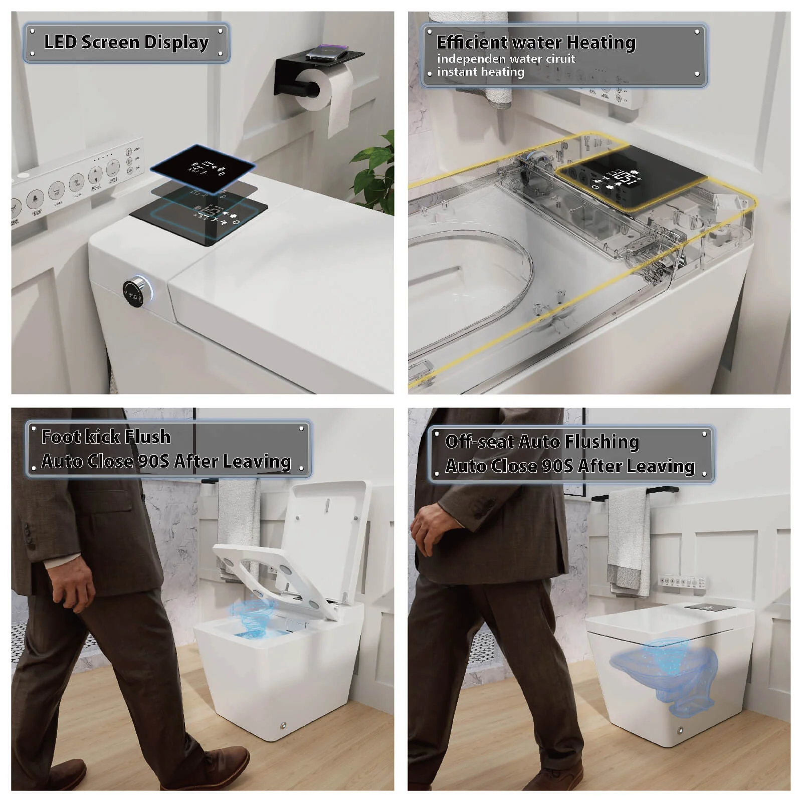 Square Smart Bidet Toilet with Water Tank, Radar Sensor, Heated Seat, Drying Function - Image 23