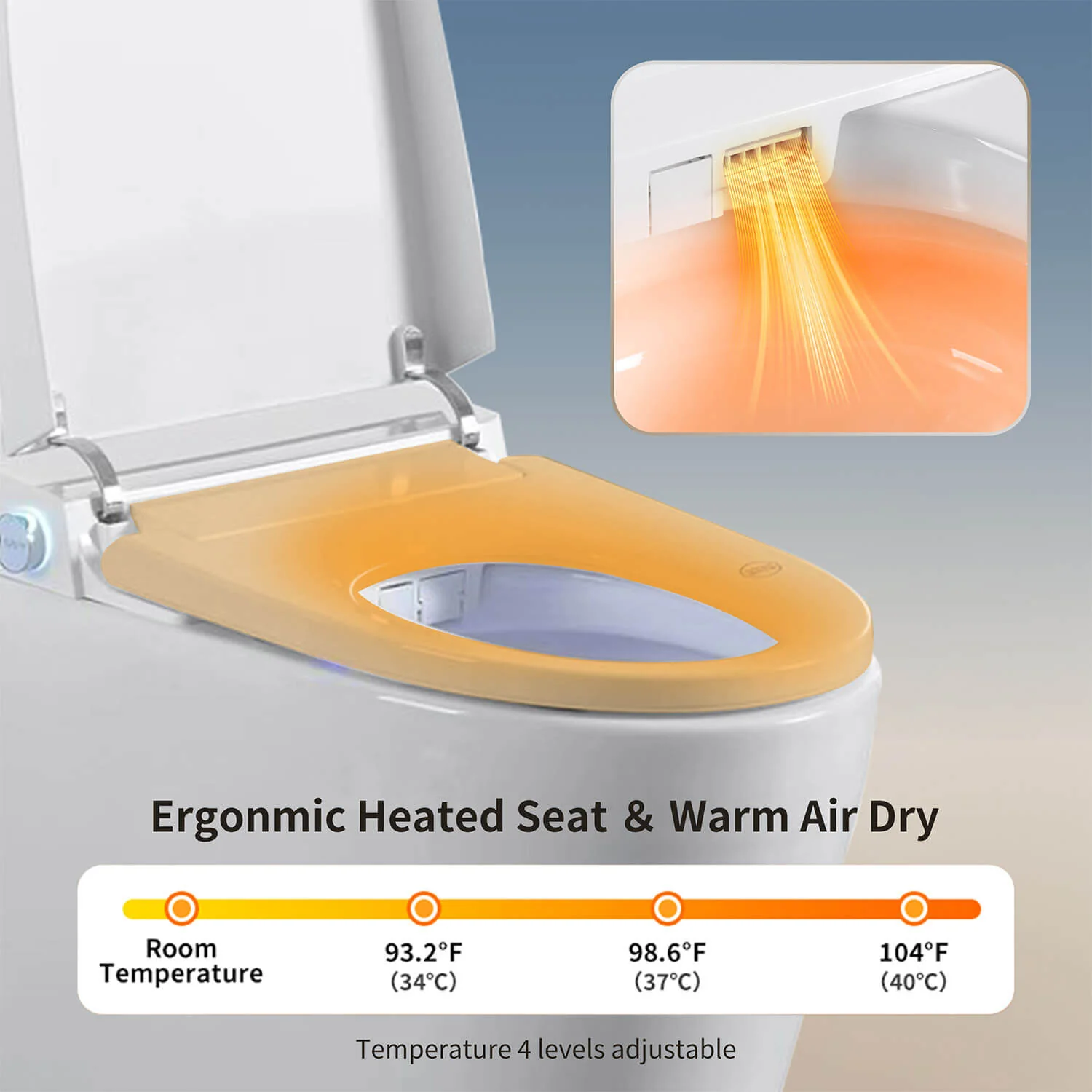 Tankless Smart Bidet Toilet with Instant Heating, Auto Open & Close Lid – Black LED Screen - Image 4