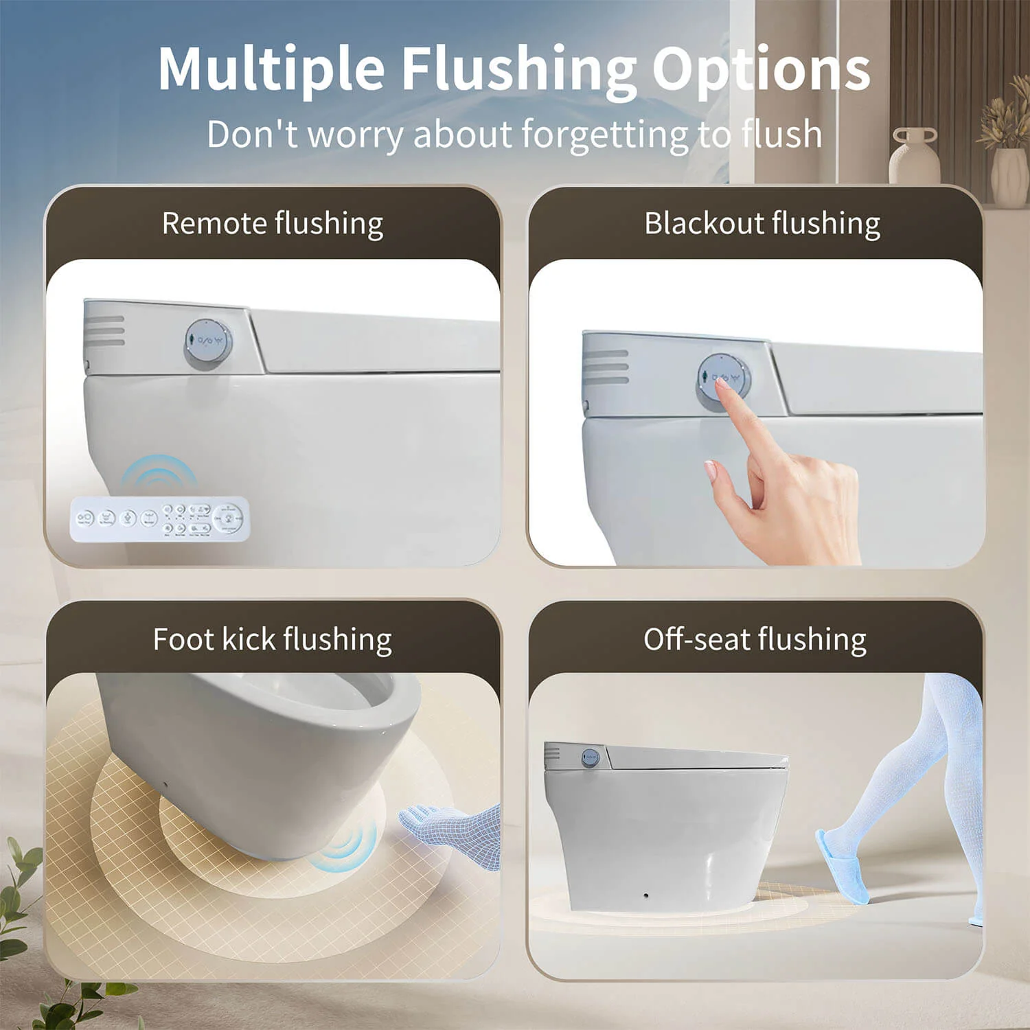 Tankless Smart Bidet Toilet with Instant Heating, Auto Open & Close Lid – Black LED Screen - Image 8