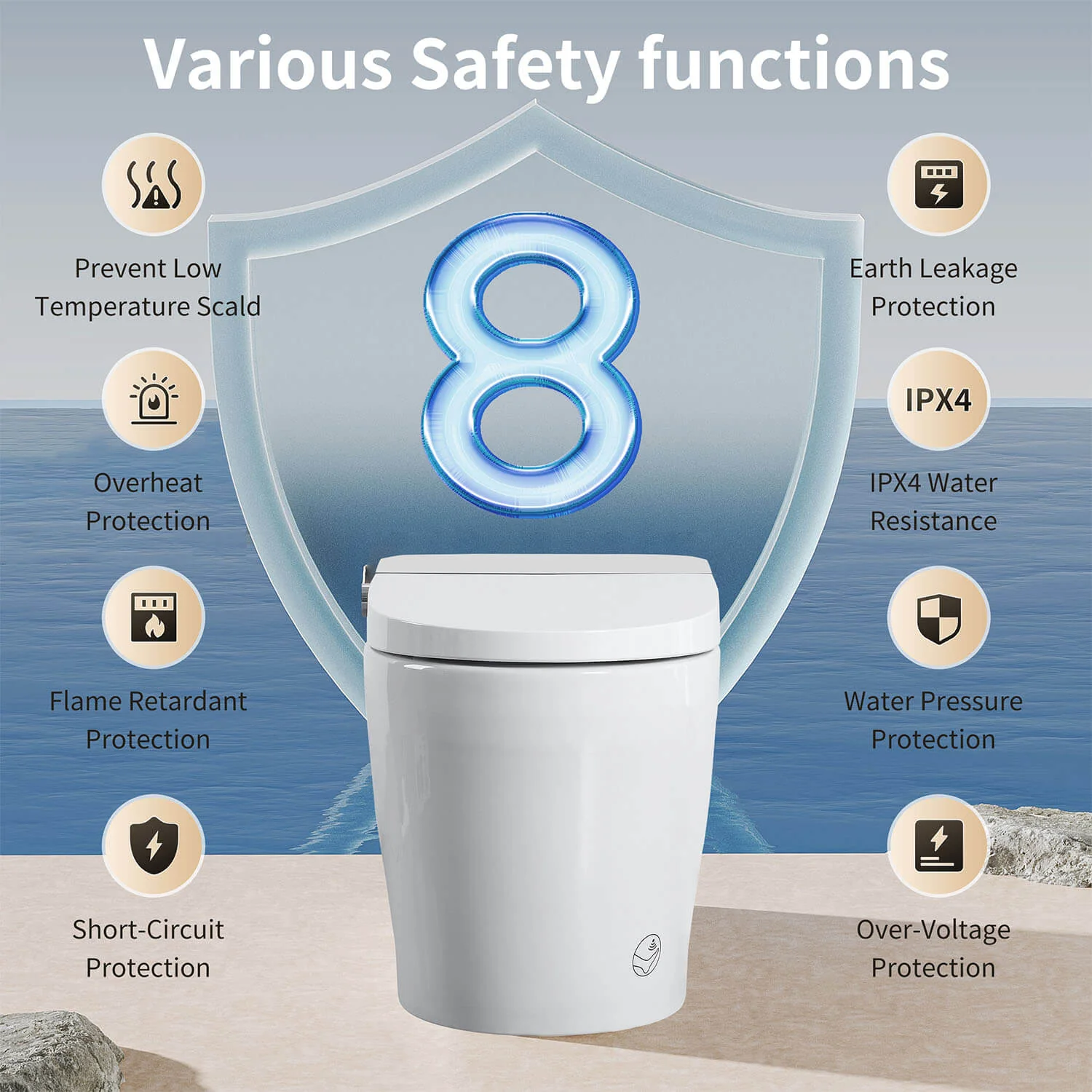 Tankless Smart Bidet Toilet with Instant Heating, Auto Open & Close Lid – Black LED Screen - Image 9