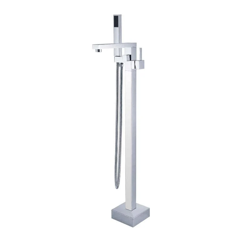 33'' Silver Independent Freestanding Tub Filler Faucet Square Shower Head - Image 5
