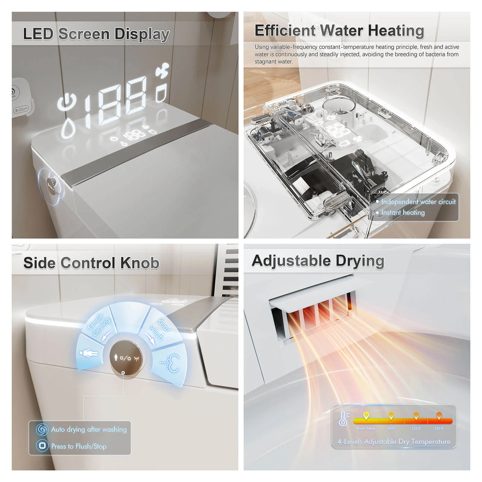 Touchless Auto Flushing Smart Toilet with Ambient Light & Water Tank - Image 10