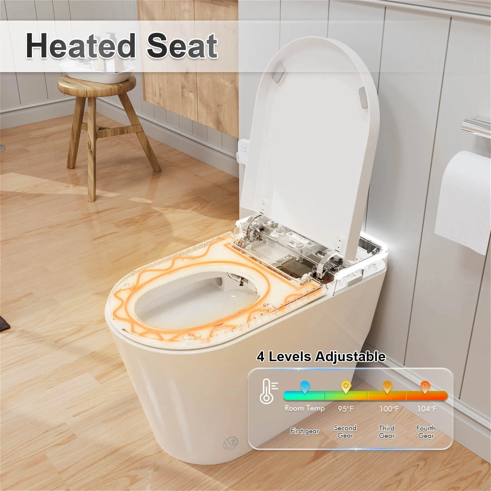 Touchless Auto Flushing Smart Toilet with Ambient Light & Water Tank - Image 12