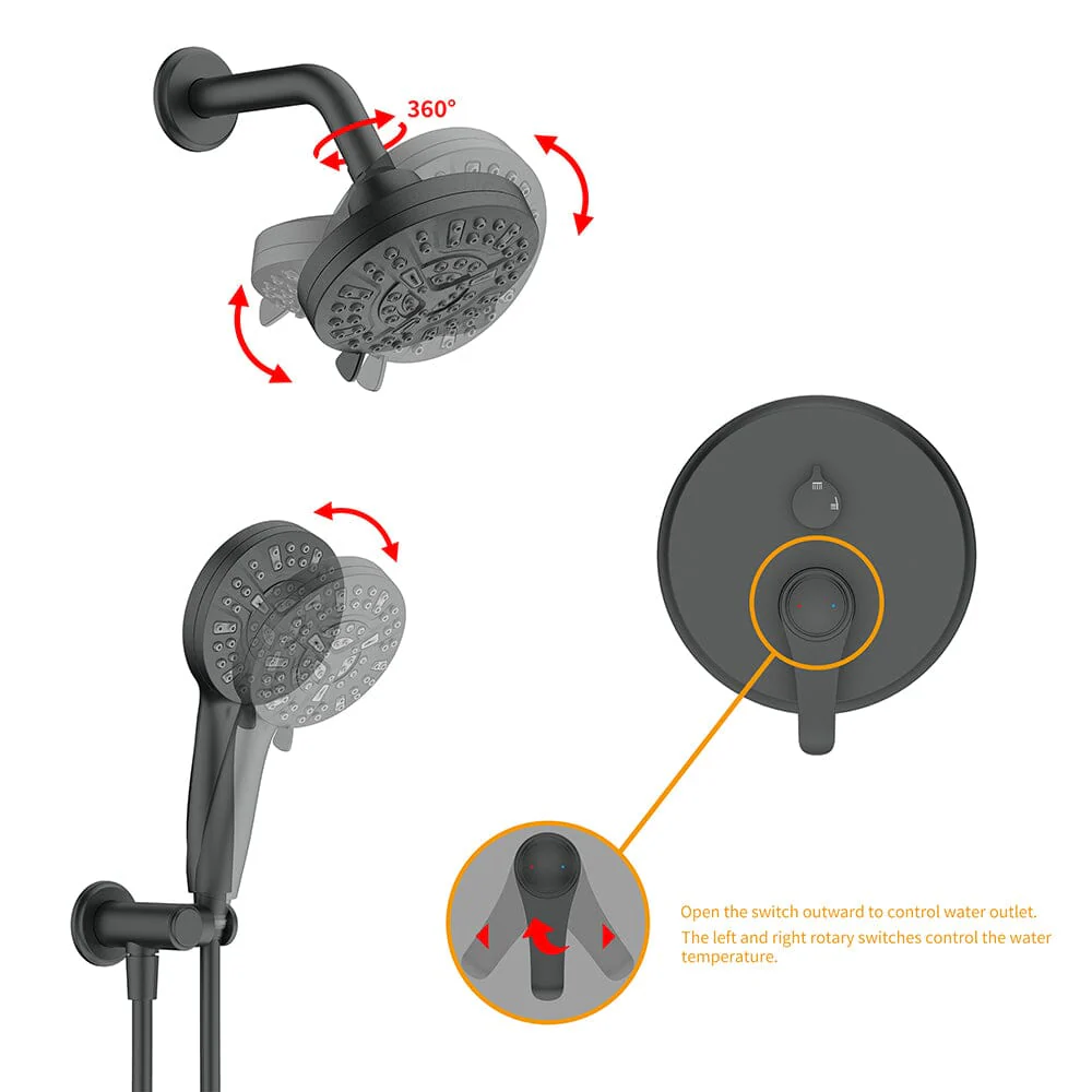 Wall Mounted 14 Spray High Pressure Shower Head and Hand Shower - Image 26