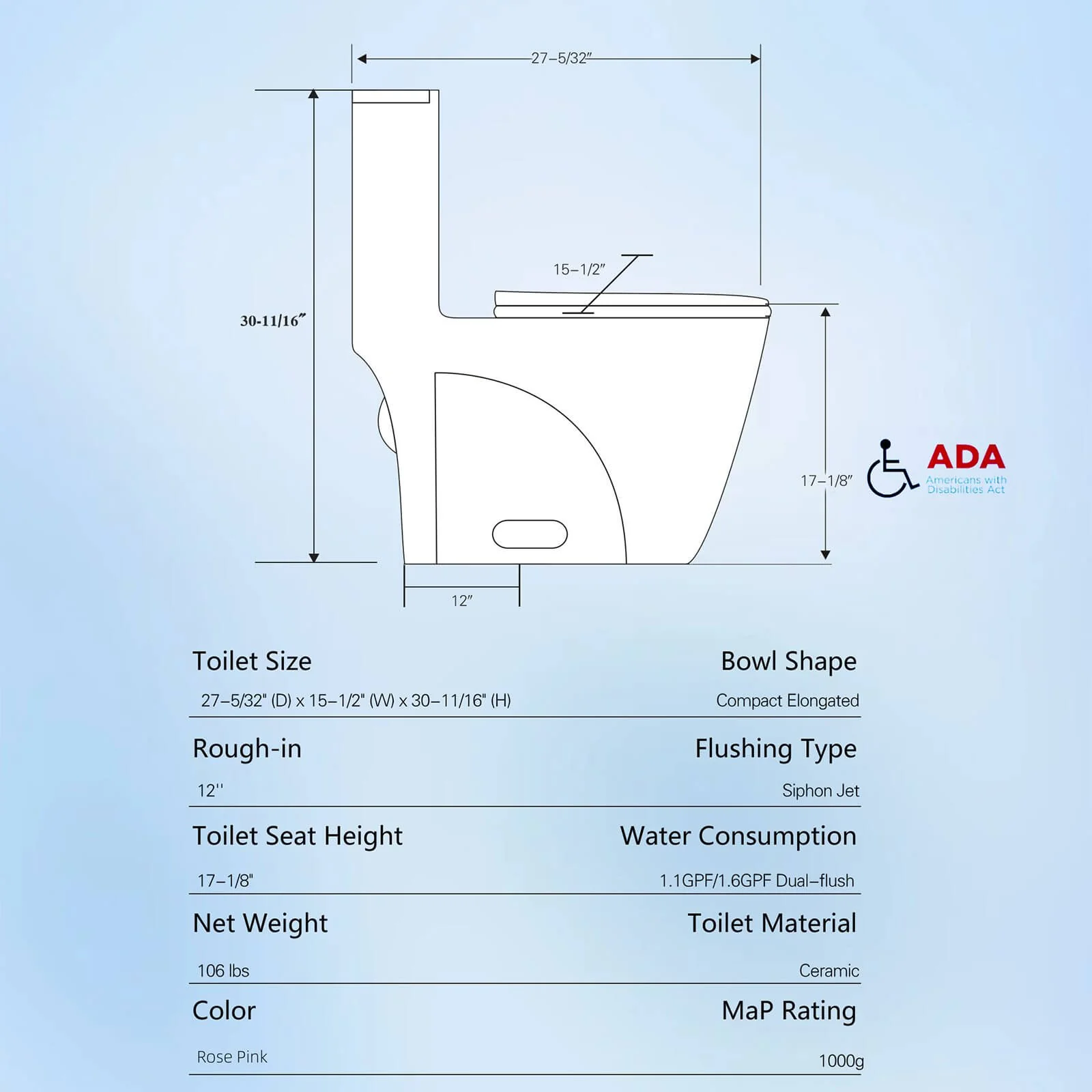 Water-Saving Powerful Flush Pink Dream Toilet - Image 9