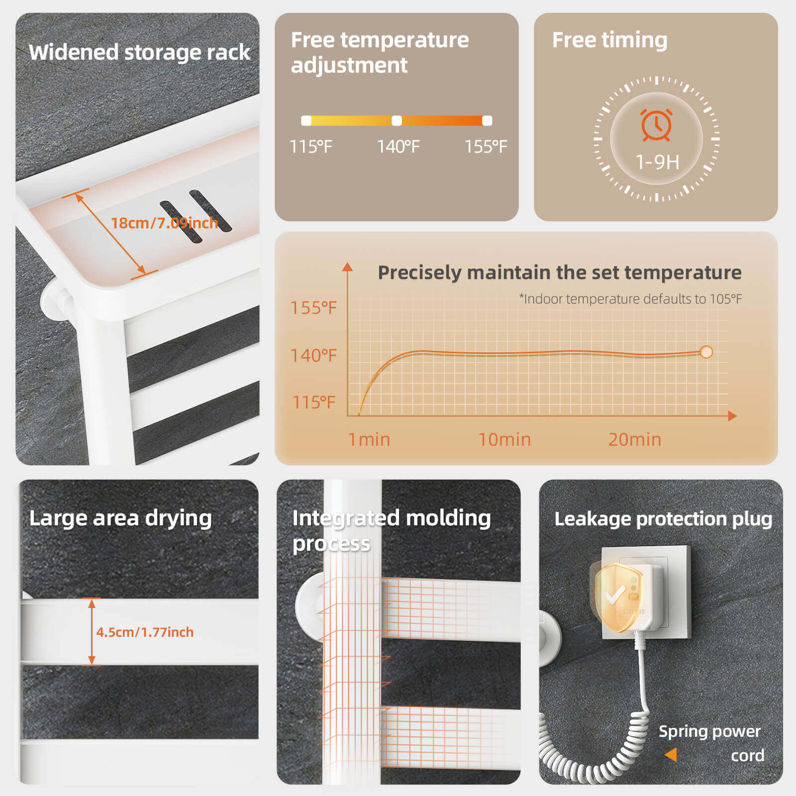 White Plug-In Heated Towel Rack - Image 7