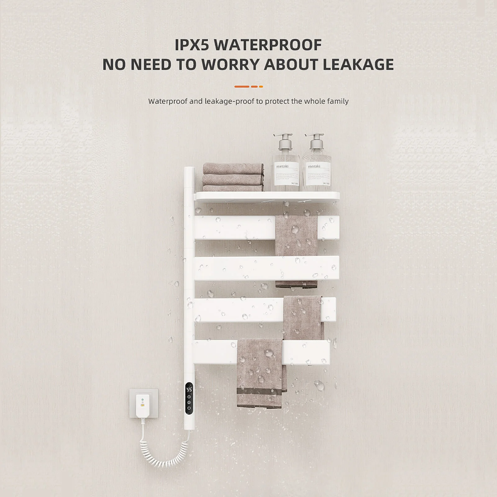 White Smart Towel Warmer with Timer Function - Image 19